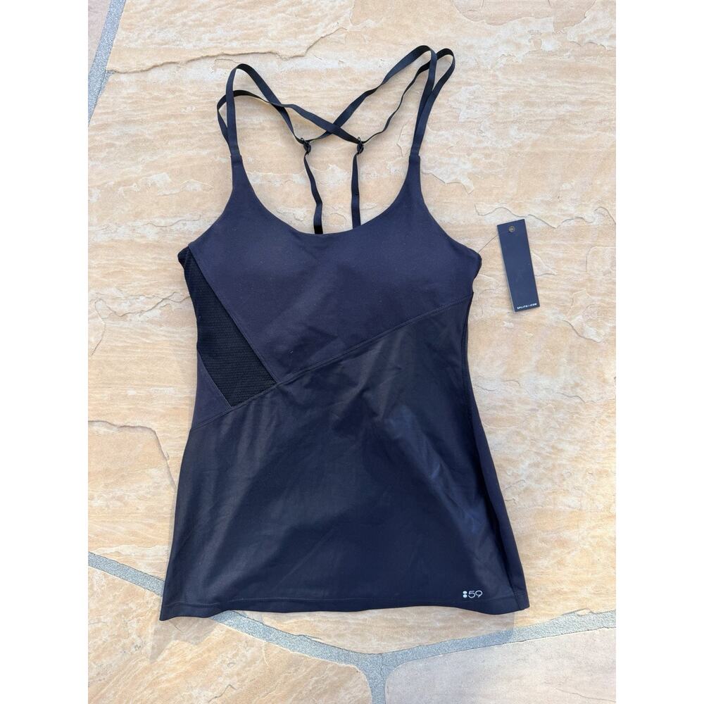 Splits 59 Womens Black Sleeveless Tank Top Strappy Built In Bra NWT Size M